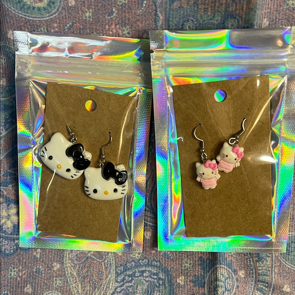 Two pairs of cute hello kitty earrings